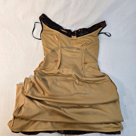 TADASHI Vintage Y2K Black Brown Crushed Velvet Floral Babydoll Maxi Dress Size S - Picture 10 of 15